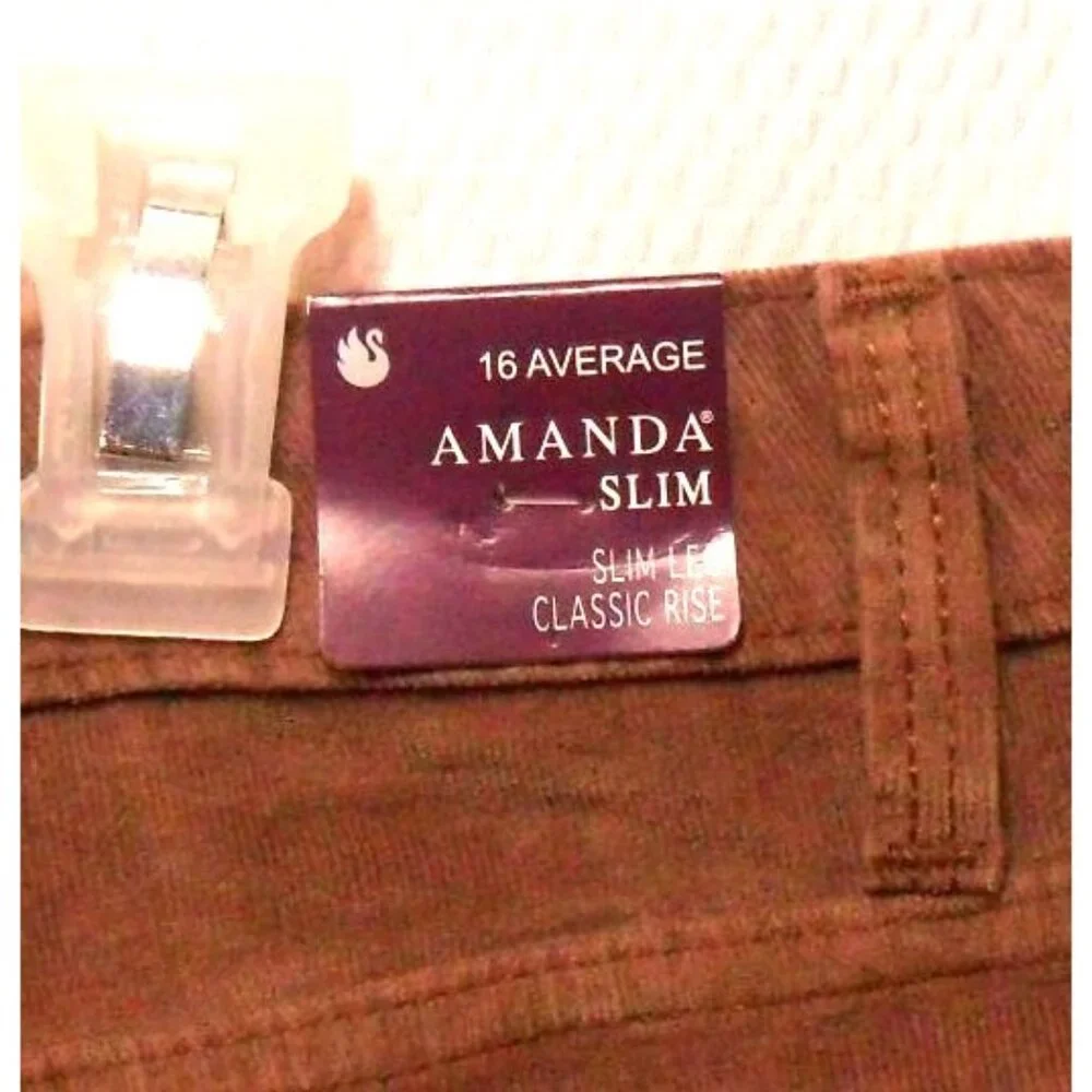 NWT Gloria Vanderbilt Amanda Slim Leg Jeans Smokey Mocha Size 16 Average Flex St - Picture 10 of 11
